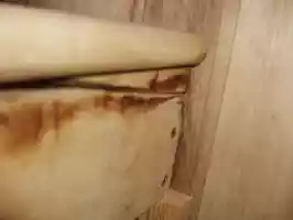 Rotten and broken sauna benches