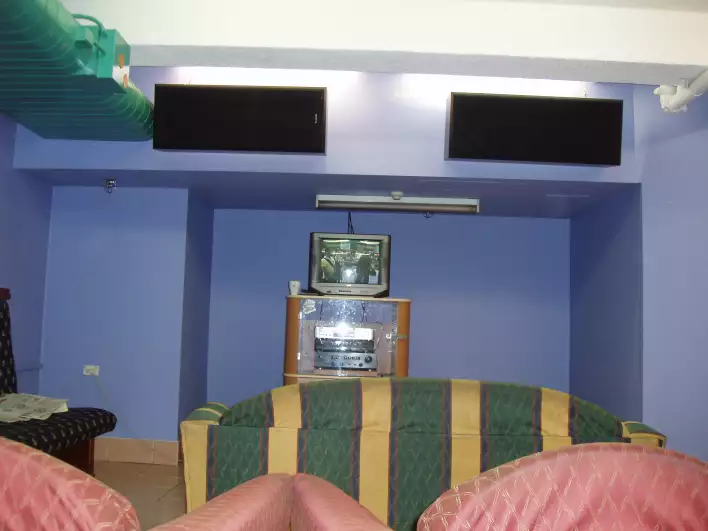 In-house TV & film theatre, cinema screen, and large screen TV