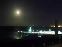 Full moon and the British Pier seen from our window