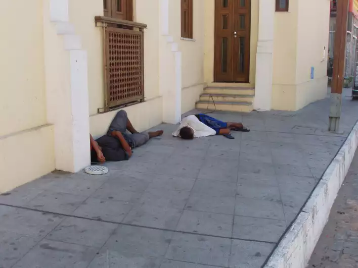 This is not exactly a fiesta, but some homeless beggars