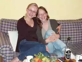 Mari and Päivi, old friends since they were 15 or so Mari and Päivi, old friends since they were 15 or so
