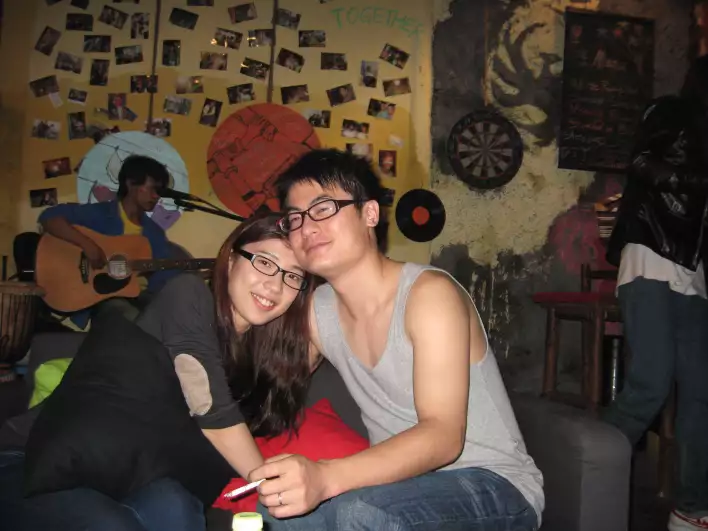 Adam and Josie in Adams Viking bar in Zhujiajao, Shanghai
