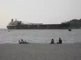 The combined harbour and beach of Santa Marta
