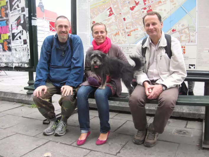 Pawel, his girlfriend and Lampo in Krakow