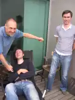 Making Oleg and Vadim smile for the photo