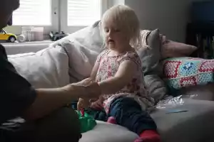 Aava and Santeri playing rabbit hill