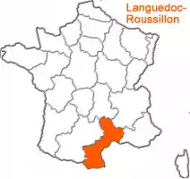 Map of Languedoc-Roussillon, a province of France