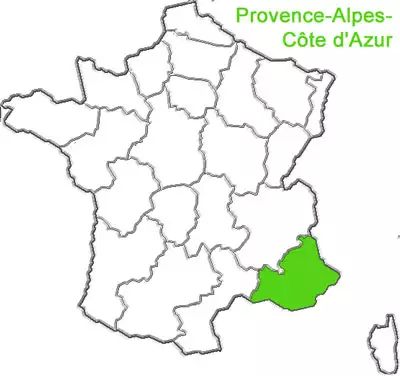Map of Provence-Alpes-Côte dAzur, a province of France