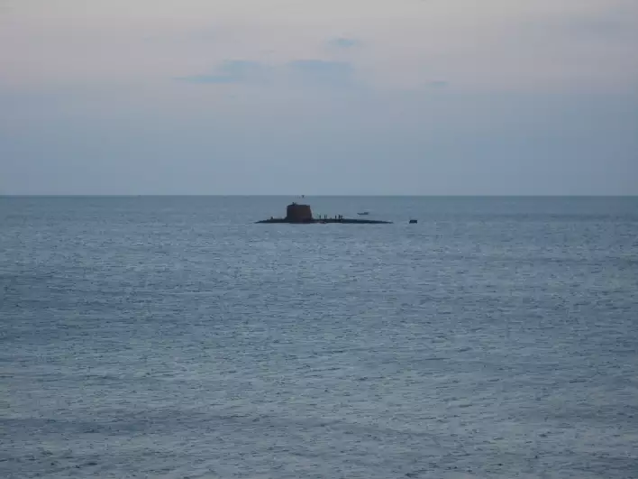 Submarine heading to the sea
