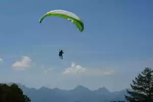 Paragliding is a popular pastime in Buching