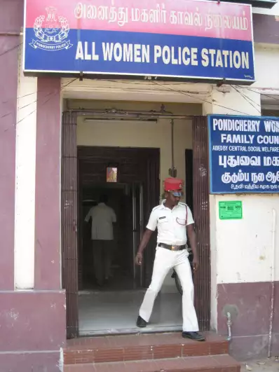 All women police station, but can you see any women in this photo