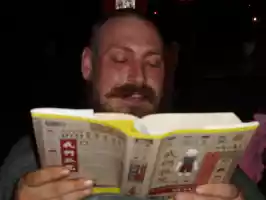 Santeri pretending to read