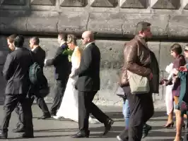 A newly wedded couple