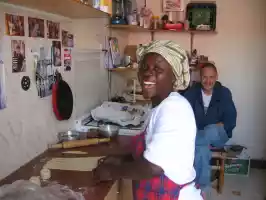 Making chapati with Salima in Mlolongo