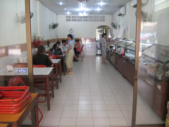 An overlook of Khouadin vegan buffet restaurant in Vientiane, Laos