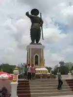 Pompous statue by the Mekong riverside in Vientiane