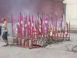 Huge incense sticks polluting the air