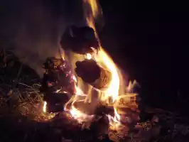 Our campfire that helped to  keep mosquitoes away