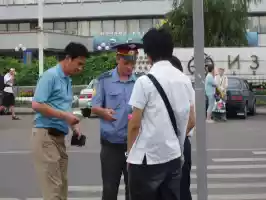 Militsiya checking foreigners documents, Moscow.