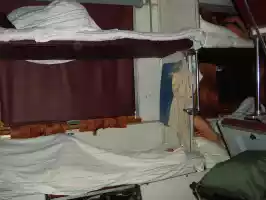 Russian trains usually have a combined sitting and sleeping compartment