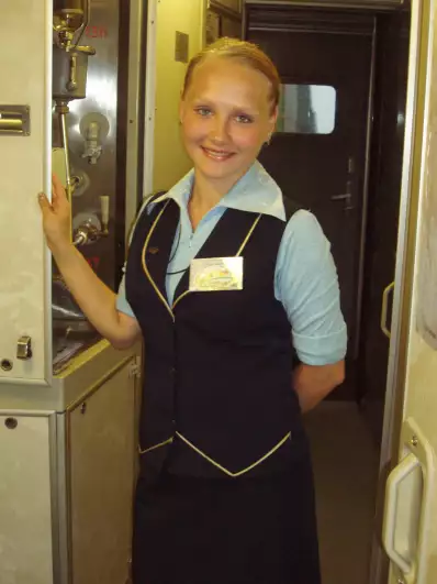 Our train hostess aka Täti Tomera