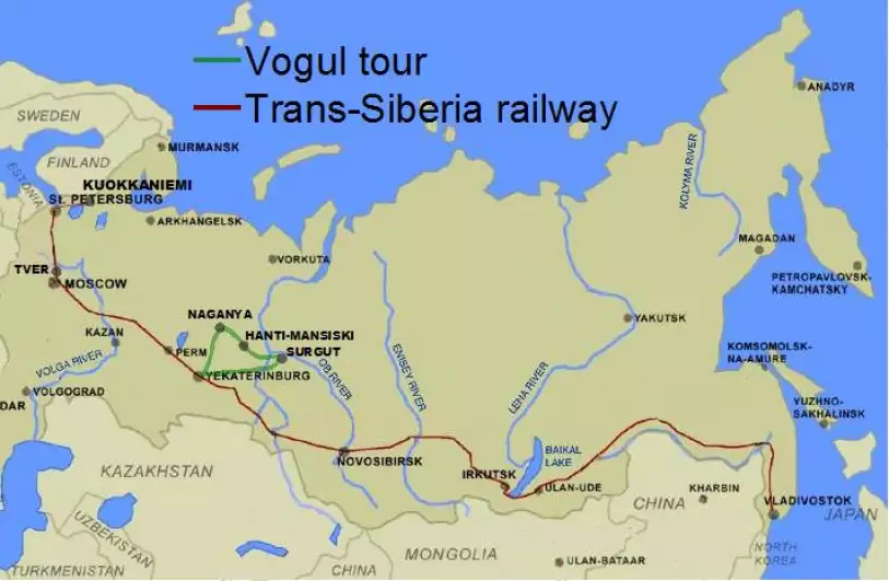 Trans-Siberian railway map