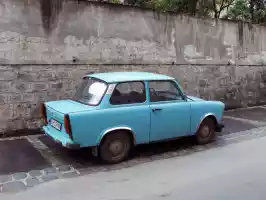 Sky blue East-German Trabant for sale