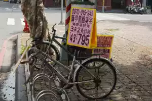 Innovative use of trash (that used to be a bicycle)