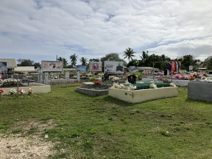 Burial site with billboards