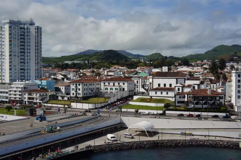 An overview of Ponta Delgada from the ships deck