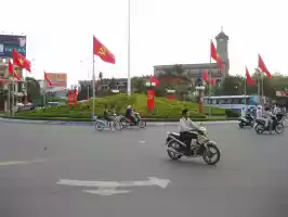 A Vietnamese roundabout, see the nice Soviet-style flags
