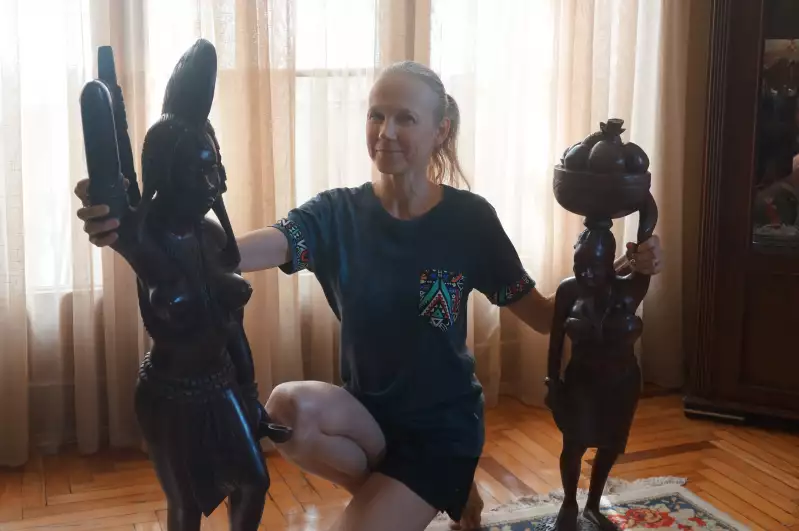 Päivi posing with our African tribe